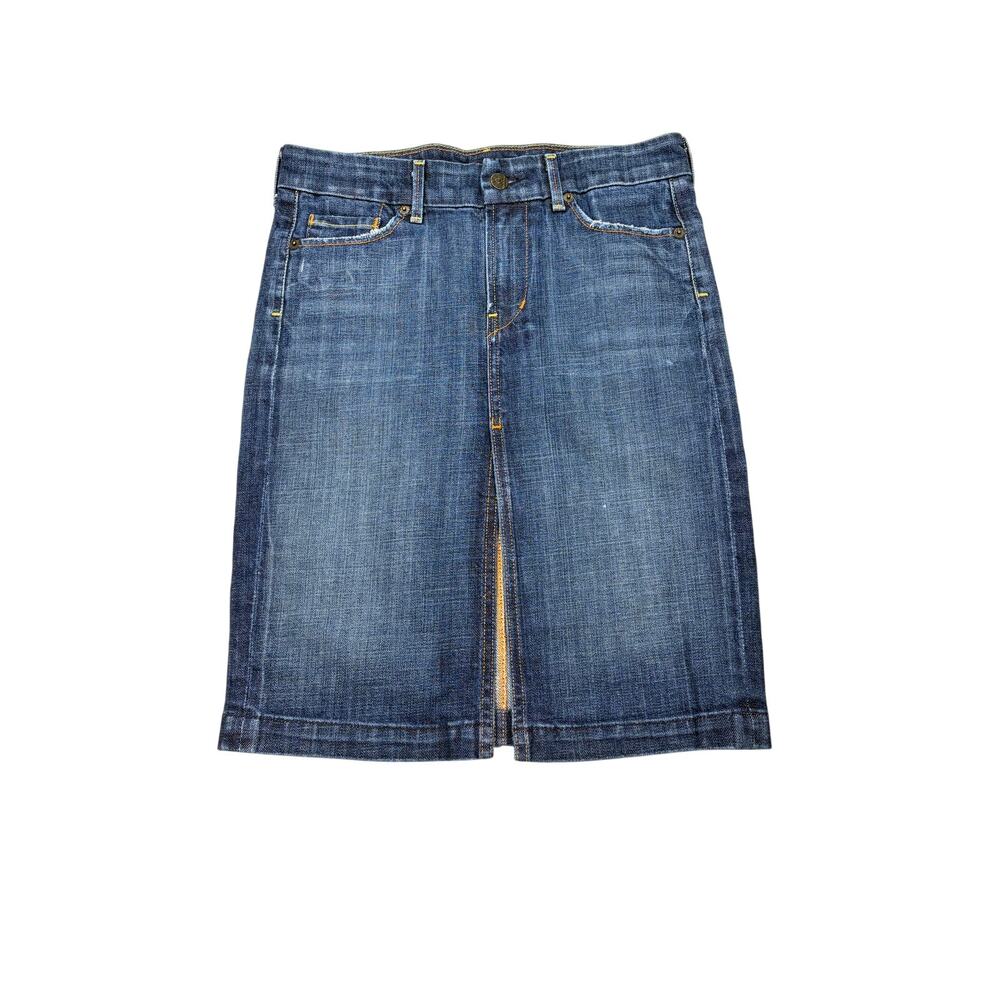 Citizens of Humanity Sophia #30 knee length stretch dark denim skirt. Size 26.